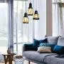 BRIVOLART Industrial 3-Light Pendant Light Black Finished Ceiling Wall Light Glass E26 Base Edison Island Light Chandelier(Exclude Bulbs)
