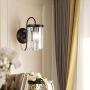 Modern Crystal Wall Lamp Set of 2 Wall Sconces with Clear Glass Prisms Brown Finish Wall Light for Dining Room, Bedroom Bedside, Living Room,Hallway