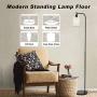 Congratsu Industrial Floor Lamp with Hanging Glass Shade Farmhouse Indoor Pole Light with Edison E26 Base Vintage Rustic Standing Tall Lighting for Living Room Bedroom Office - Black