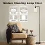 Congratsu Industrial Floor Lamp with Hanging Glass Shade Farmhouse Indoor Pole Light with Edison E26 Base Vintage Rustic Standing Tall Lighting for Living Room Bedroom Office - Black Congratsu Industrial Floor Lamp with Hanging Glass Shade Farmhouse Indoor Pole Light with Edison E26 Base Vintage Rustic Standing Tall Lighting for Living Room Bedroom Office - Black