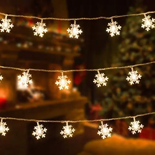 Missionmax Snowflake Christmas Fairy Lights. 32.8 Plug in 100 Led Snowflake String Lights are The Perfect Decor for Indoor and Outdoor Use. Great Hanging Warm White Lights for Bedroom, Patio & More Missionmax Snowflake Christmas Fairy Lights. 32.8 Plug in 100 Led Snowflake String Lights are The Perfect Decor for Indoor and Outdoor Use. Great Hanging Warm White Lights for Bedroom, Patio & More