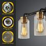 Hamilyeah Bathroom Vanity Light Fixtures Over Mirror, 3 Lights Modern Vanity Lighting with Black Brass Finish, Farmhouse Industrial Gold Lamp with Clear Glass Shade for Bedroom Living Room Fireplace