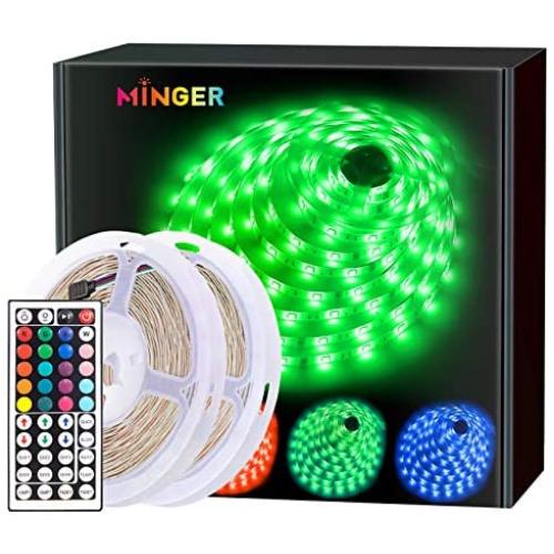MINGER Led Strip Lights 32.8ft, for Home, Kitchen, Bedroom, Dorm Room, Remote Control, RGB