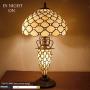 Tiffany Lamp Shade Replacement W12H6 Inch Amber Stained Glass Crystal Pear Bead Lampshade Only Fit for Table Lamps Ceiling Fixture Pendant Light S005 WERFACTORY Living Room Bedroom Office Lover Gifts