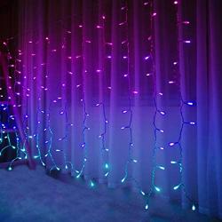 Bolylight Rainbow Waterfall Curtain Lights Christmas Fairy Lights 192L LED String Lights for Girls Room Bedroom Outdoor Indoor Wedding Party Wall Decoration Christmas Décor Multicolor