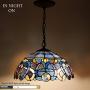 Tiffany Hanging Lamp 16 Inch Pendant Light Blue Purple Stained Glass Cloud Shade S0558 WERFACTORY Chandelier Ceiling Fixture Lover Dining Room Living Room Bedroom Study Office Coffee Bar Hallway Loft