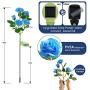Solar Garden Lights Outdoor - Upgraded Realistic LED Solar Powered Rose Lights Flower Stake, Waterproof Solar Decorative Lights for Patio Pathway Courtyard Garden Lawn (Blue)