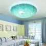 SUSUO Mosaic Design Blue Stained Glass Flush Mount Ceiling Light with Moon and Star Pattern Vingte Art Deco Ceiling Fixture for Bedroom Living Room Hallway Kitchen Bar