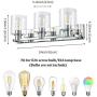 Deyidn 3 Lights Bathroom Vanity Light Fixture Over Mirror LED Modern Wall Sconce Lighting Chrome Fixture with Glass for Farmhouse Bedroom Living Room