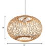 LITFAD Bamboo Globe Pendant Lighting Asian Style 16'' Wide 1 Light Hanging Ceiling Lamp in Wood Beige Ceiling Fixture with Adjustable Cord for Dining Room Living Room Restaurant