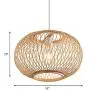 LITFAD Bamboo Globe Pendant Lighting Asian Style 16'' Wide 1 Light Hanging Ceiling Lamp in Wood Beige Ceiling Fixture with Adjustable Cord for Dining Room Living Room Restaurant