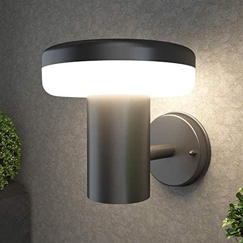 NBHANYUAN Lighting LED Outdoor Wall Light Fixtures Exterior Wall Sconce Black Stainless Steel Weatherproof 3000K Warm Light Front Door Porch Light 9W 110V 1000LM [Energy Class A+]