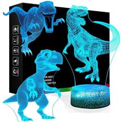 Dinosaur Night Light for Kids,3 Patterns Remote & Touch Control 16 Colors Changing & Dimmable Xmas Birthday Gifts for Kids Boys Nursery