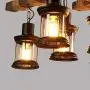 8-Light Antique Wood Chandelier Vintage Industrial Chandeliers Rustic Ceiling Light Fixture for Dining Room Living Room Kitchen Restaurant Lighting
