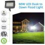 SZGMJIA 60W LED Flood Light with Knuckle, Dusk to Dawn Photocell, CREE LED 5000K 7800lm 300W Equivalent,Waterproof Security Light for Yard Garden Playground