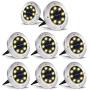 Otdair Solar Ground Lights, 8 LED Warm Light Outdoor Solar Disk Lights, Waterproof In-Ground Lights, Solar Garden Lights, Landscape Lights for Pathway, Yard, Deck, Patio, Walkway, 8 Packs