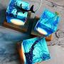 Shark Night Light,Cube Shark Diver Night Lamp Novelty Gift for Children for Living Rooms and Bedrooms Decor