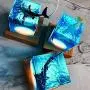 Shark Night Light,Cube Shark Diver Night Lamp Novelty Gift for Children for Living Rooms and Bedrooms Decor