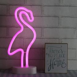 Flamingo Neon Light Wall Decor Neon Signs for Bedroom Girls Birthday Party Christmas Valentines Gift with Table Stand USB Plug and Battery Operated (NEFLM)