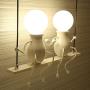Creative LED Pendant Lighting Modern Double Little People Ceiling Pendant Light Fixture Adjustable Hanging Lights for Bedroom Iron Cartoon Doll Chandeliers Dining Rooms 2×E26 Baking Paint (White, Two)