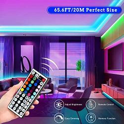 Tenmiro 65.6ft Led Strip Lights, Ultra Long RGB 5050 Color Changing LED Light Strips Kit with 44 Keys Ir Remote Led Lights for Bedroom, Kitchen, Home Decoration