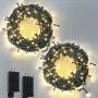 2-Pack Extendable Green Wire Christmas String Lights Outdoor/Indoor, Total 200 LED Christmas Tree Lights with 8 Modes, Fairy Lights for Xmas Party Wedding Decoration (Warm White)