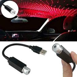 USB Car Full Star Atmosphere Light Starlight Projection Night Light LED Interior Light Star Night Light Modified car Interior Portable Romantic Light Bedroom car Party Ceiling - Plug and Play (red)