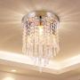 Finktonglan Crystal Ceiling Light Mini Modern Chandelier Flush Mount Pendant Lighting Fixture for Dining Room Living Room Bedroom Hallway,E12 x 3 Lights