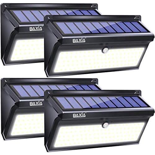 BAXIA TECHNOLOGY Solar Lights Outdoor, Wireless 100 LED Solar Motion Sensor Lights Waterproof Security Wall Lighting Outside for Front Door, Backyard, Steps, Garage, Garden (2000LM, 4PACK)