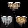 WIFUME Crystal Chandelier, Modern Chandeliers Lighting Fixture, 5 Lights Elegant Flush Mount Ceiling Light for Hallway, Kitchen, Dining Room, Bedroom, Living Room, Wide15.8''