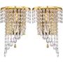 HOMWEERUN A Pair Left Right 2Pcs E12 Modern K9 Crystal Mirror Stainless Steel Wall Lights Wall Lamps Sconce Night Light Lamps Fixtures Lights With Switch For Hallway Bedside Living Room (Gold)