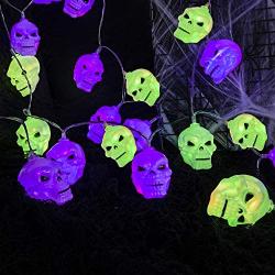 Huishang Halloween String Lights, Skull Light with 15 LED, Battery Operated Halloween Lights for Outdoor Indoor Decorations, Lights String for Halloween Party, Path Lights, Window Wall Decor Lights