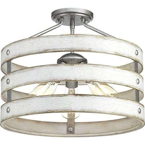 Progress Lighting P350049-141 Gulliver Semi-Flush/Convertible, Galvanized Finish