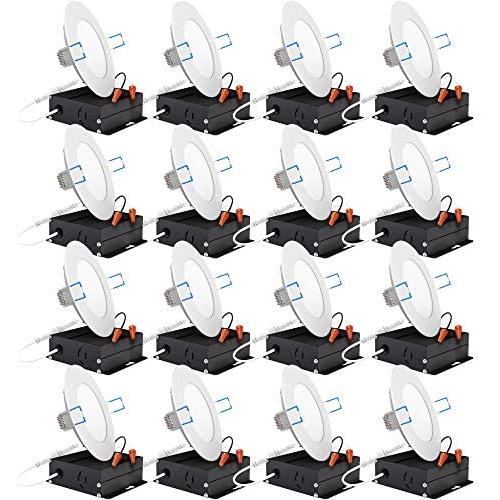 Sunco Lighting 16 Pack 4 Inch Slim LED Downlight with Junction Box,10W=60W, 650 LM, Dimmable, 3000K Warm White, Recessed Jbox Fixture, IC Rated, Simple Retrofit Installation - ETL & Energy Star