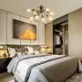 Vintage Semi Flush Mount Ceiling Light with 8 UL Sockets, Elibbren E26 Base Modern Antique Bronze Sputnik Industrial Ceiling Lamp Fixture for Kitchen Dining Room Bedroom Study Living Room