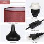 HAITRAL Small Table Lamps - Vintage Nightstand Lamps Set of 2, Bedside Desk Lamps for Bedroom, Living Room, Office, Kids Room with Metal Base & Fabric Lamp Shade - Wine Red (HT-BTL10-34X2)