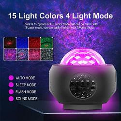 Star Projector Night Light, Galaxy Star Night Light Projector Ocean Wave Projector for Bedroom, Game Rooms, Home Theatre, Night Light Party Decor Gifts Ambiance with Bluetooth Speaker & Remote Control