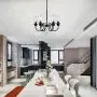 Sivilynus Dining Room Lighting Fixtures Hanging Chandelier Light 6 Lights Black Farmhouse Kitchen Island Vintage Rustic Fixture for Dining Room Living Room Foyer Porch