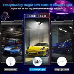 Falive Garage Lighting LED Garage Lights 6000Lm Super Bright Garage Light with Adjustable Multi-Position Panels Tribright Garage Ceiling Light Bulb for Garage, Attic, Basement (No Sensor)