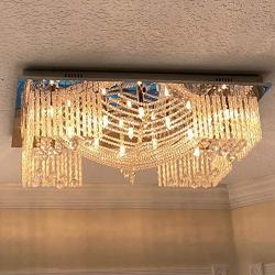 Munsinn Crystal Raindrop Chandelier Modern Lighting Flush Mount LED Ceiling Light Fixture Pendant Lamp for Dining Room Bathroom Bedroom Livingroom