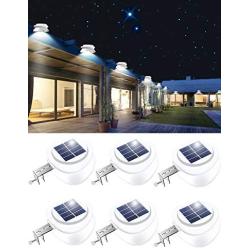 Solar Gutter Lights,Outdoor 9 LED Fence Light Waterproof Security Lamps for Eaves Garden Landscape Pathway (Cool White, 6 Pack)