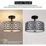 Modern Semi Flush Light Fixture Ceiling, DLLT Bedroom Ceiling Drum Light, Entry Light Fixtures Ceiling Hanging for Dining Room, Kitchen, Hallway, Entry, Foyer, Living Room, 3-Lights-Black Finish
