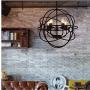 5 Lights Chandelier Rustic Metal Orb Globe Hanging Lamp Spherical Metal Pendant Light Vintage Round Ball Cage Ceiling Fixture Light for Kitchen Island Dining Room Farmhouse Foyer USA Stock