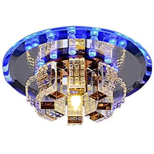 Modern Luxury Round K9 L96 Crystal Chandelier Flush Mount LED Ceiling Light Fixture Pendant Lamp for Dining Room Bedroom Livingroom