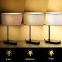 Miceshu Table Lamps for Bedroom with USB Port (Dual), Living Room with Touch Control 3-Way Dimmable, Linen Fabric Lampshade Bedside Lamp for Living Room Eye-Sight Protection (Grey)