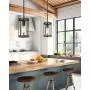 Eapudun Farmhouse Pendant Light, 1-Light Metal Wire Cage Hanging Lantern, Matte Black and Wood Finish, PDA1141-FBDT Eapudun Farmhouse Pendant Light, 1-Light Metal Wire Cage Hanging Lantern, Matte Black and Wood Finish, PDA1141-FBDT
