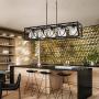 TODOLUZ 5-Lights Kitchen Island Chandelier with Seeded Glass Farmhouse Oil Rubbed Bronze Hanging Light Fixture for Dining Room