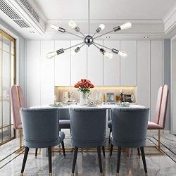VINLUZ 8-Light Sputnik Chandelier Chrome Ceiling Light Industrial Pendant Lights Modern Chandelier Lighting Kitchen Bathroom Dining Room Bed Room Hallway