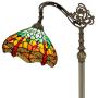 Tiffany Style Reading Floor Lamp Lighting W12H64 Inch Green Yellow Stained Glass Dragonfly Lampshade Antique Adjustable Arched Base S009G WERFACTORY Lamps Living Room Bedroom Beside Table Lover Gifts