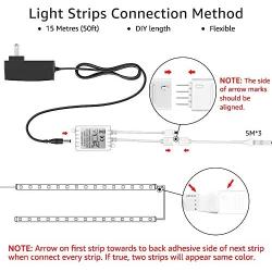 Olafus 50ft RGB LED Strip Lights Kit, Dimmable Color Changing Light Strips, Flexible LED Tape Lights with Remote, 24V 15m Strip with 450 LEDs 5050, Colored Strip Lighting for Party, Bedroom Decoration